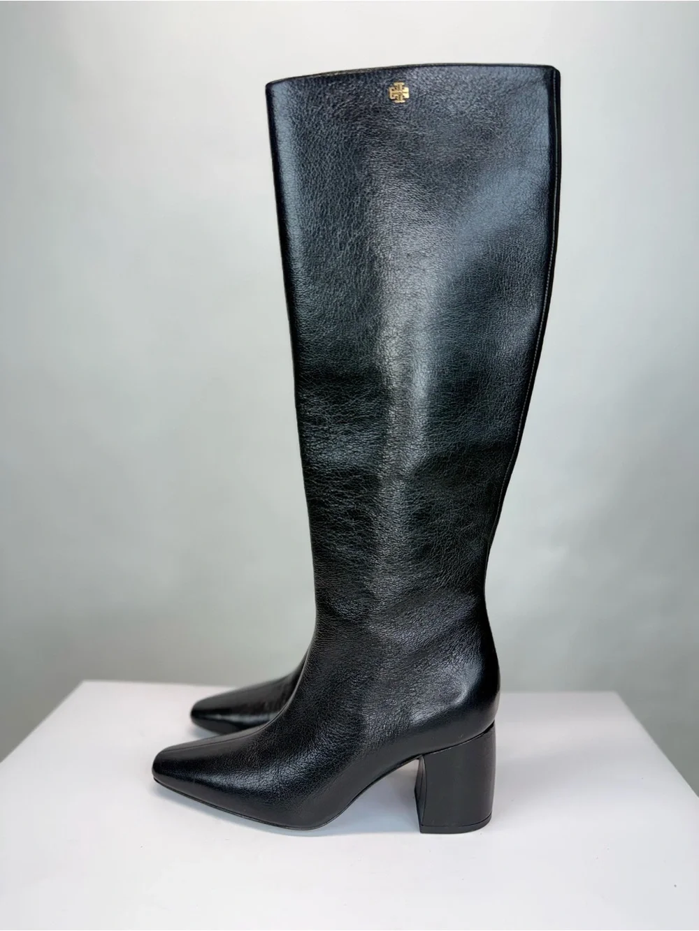 New Tory Burch Banana Leather Knee High Boot Black Leather Sz 5